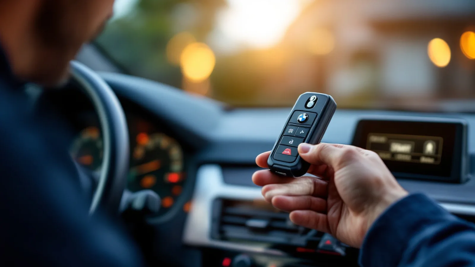 BMW sedan in an Allen Texas driveway during mobile Comfort Access key fob programming