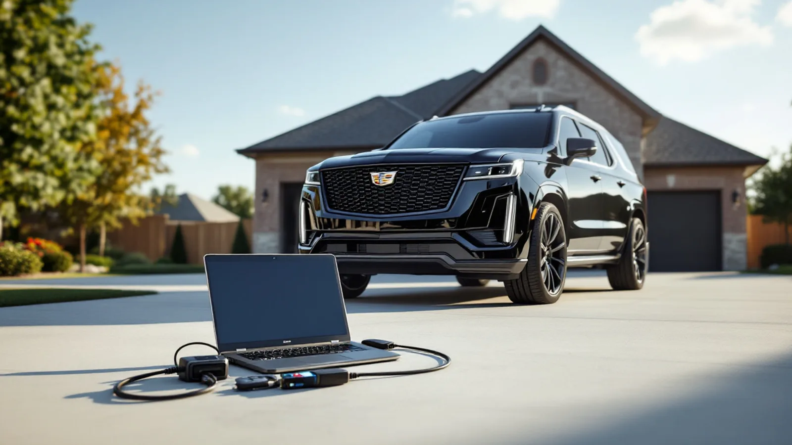 Cadillac Escalade parked in a Frisco driveway on a clear day