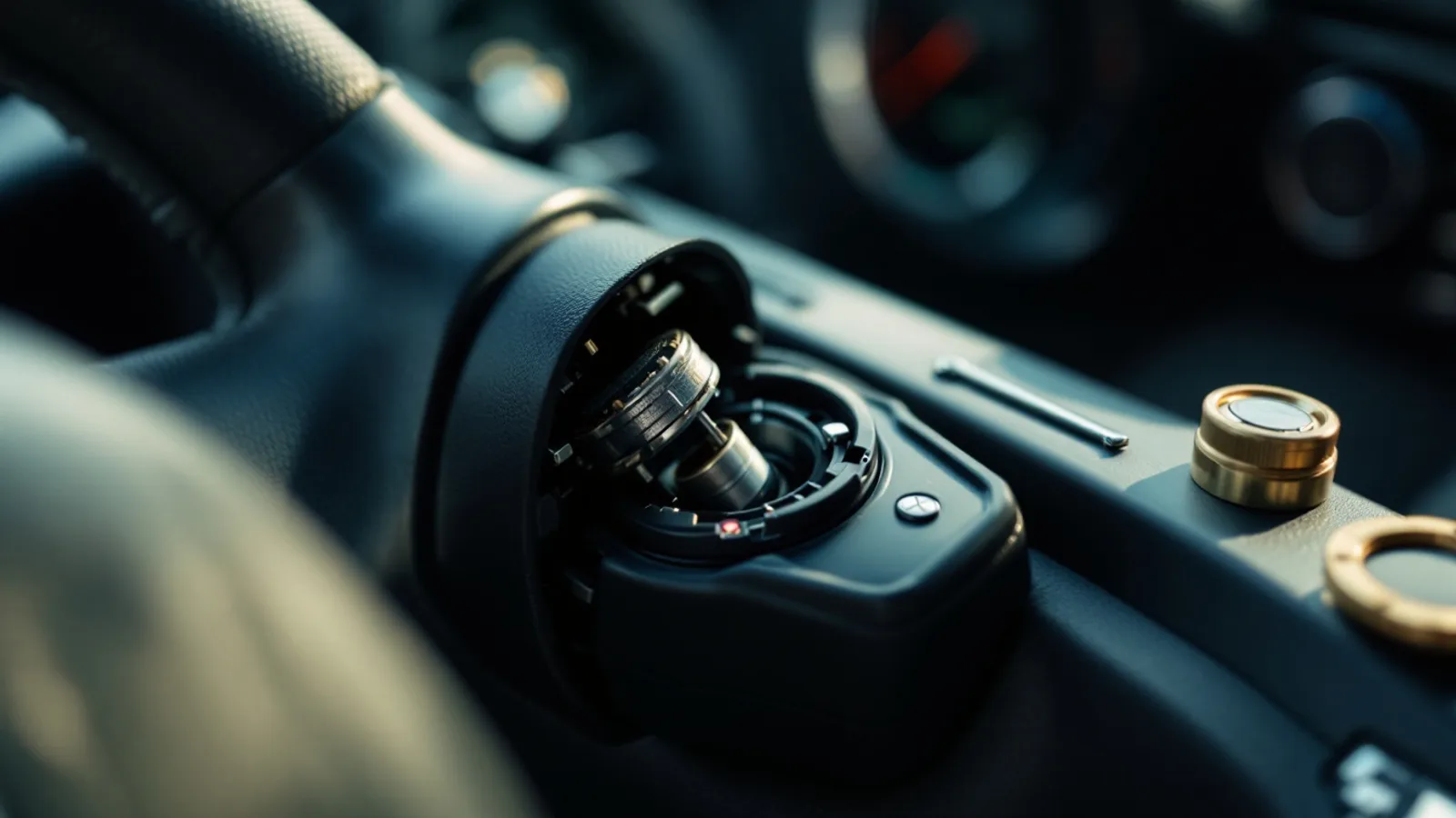 Mobile locksmith diagnosing a Honda Accord ignition cylinder at the steering column in Dallas