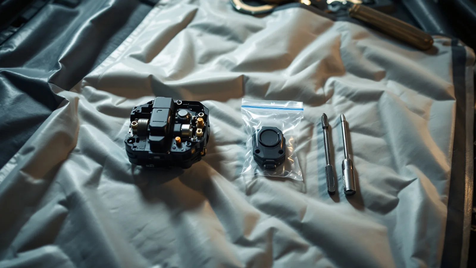 Technician comparing a rebuilt and a replacement ignition lock assembly for a Kia sedan in Dallas