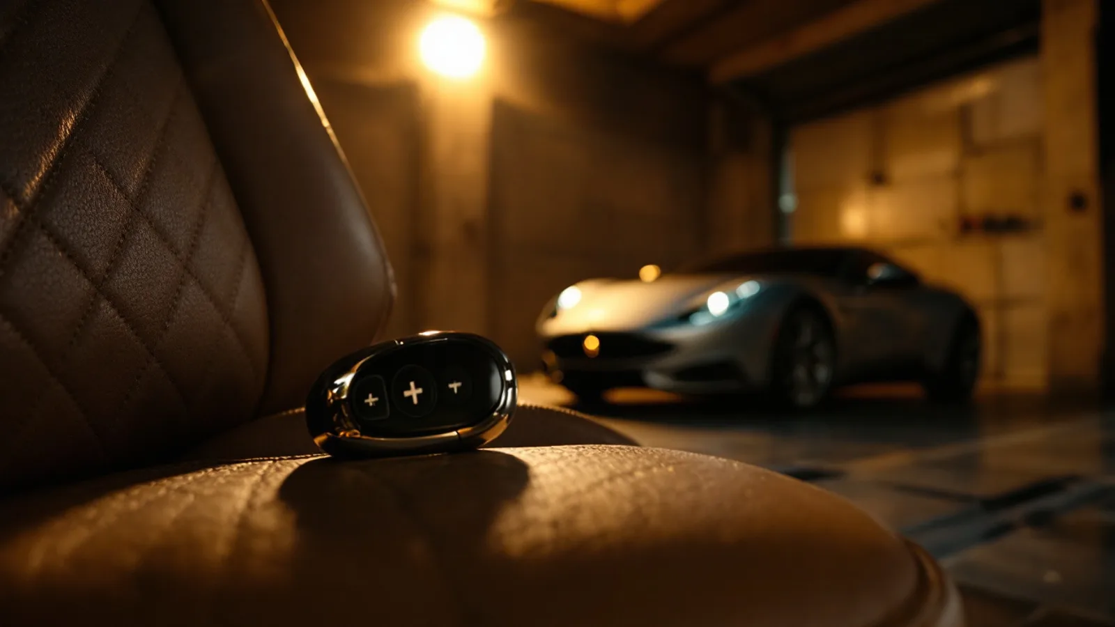 A low British sports coupe and a long-wheelbase luxury sedan parked side by side on a dark driveway