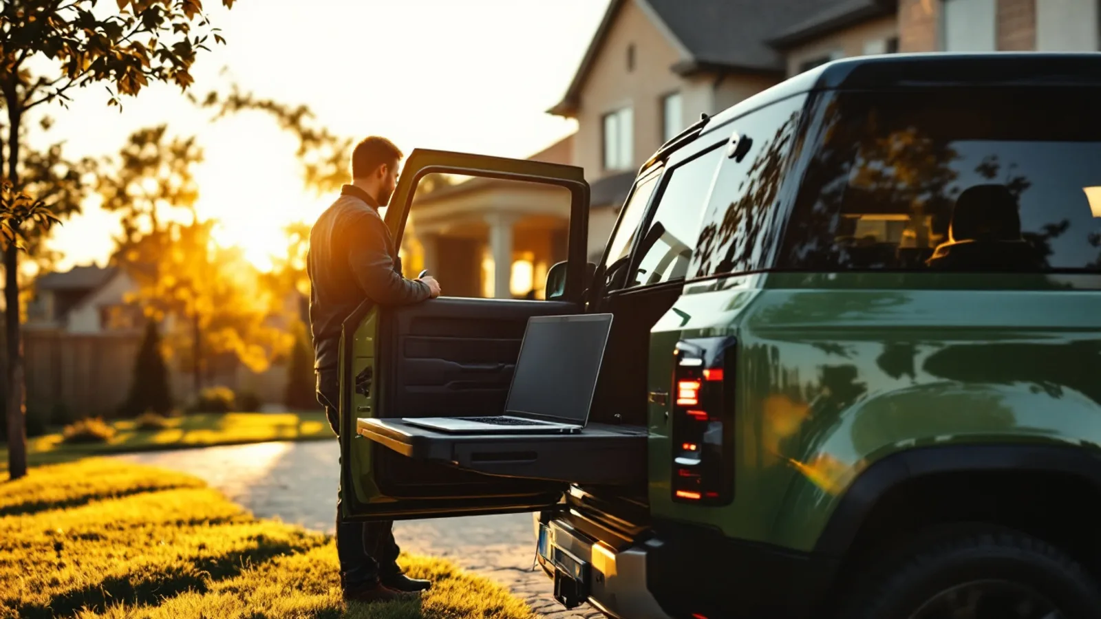 Land Rover SUV parked in a Frisco driveway on a clear daytime afternoon