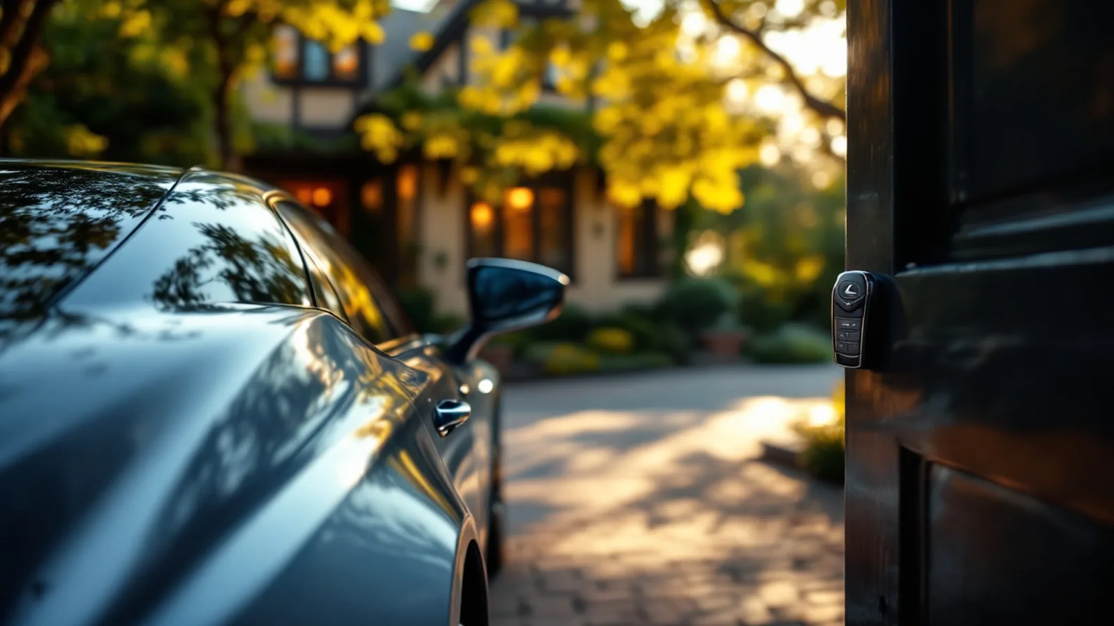 Mobile locksmith programming a Lexus Smart Access fob in a Lakewood Tudor-home driveway