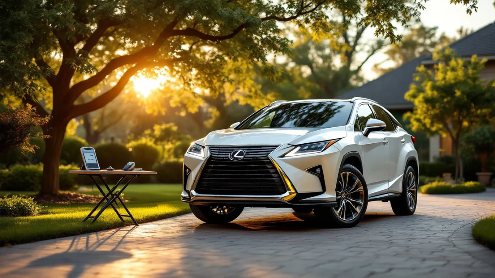 Mobile locksmith programming a Lexus smart key in a Southlake driveway