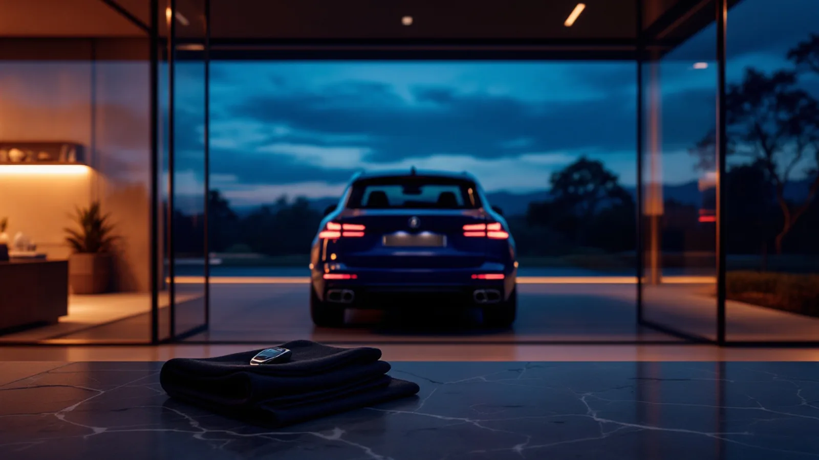 Mobile locksmith programming a Maserati Ghibli proximity key fob beside the car in Dallas