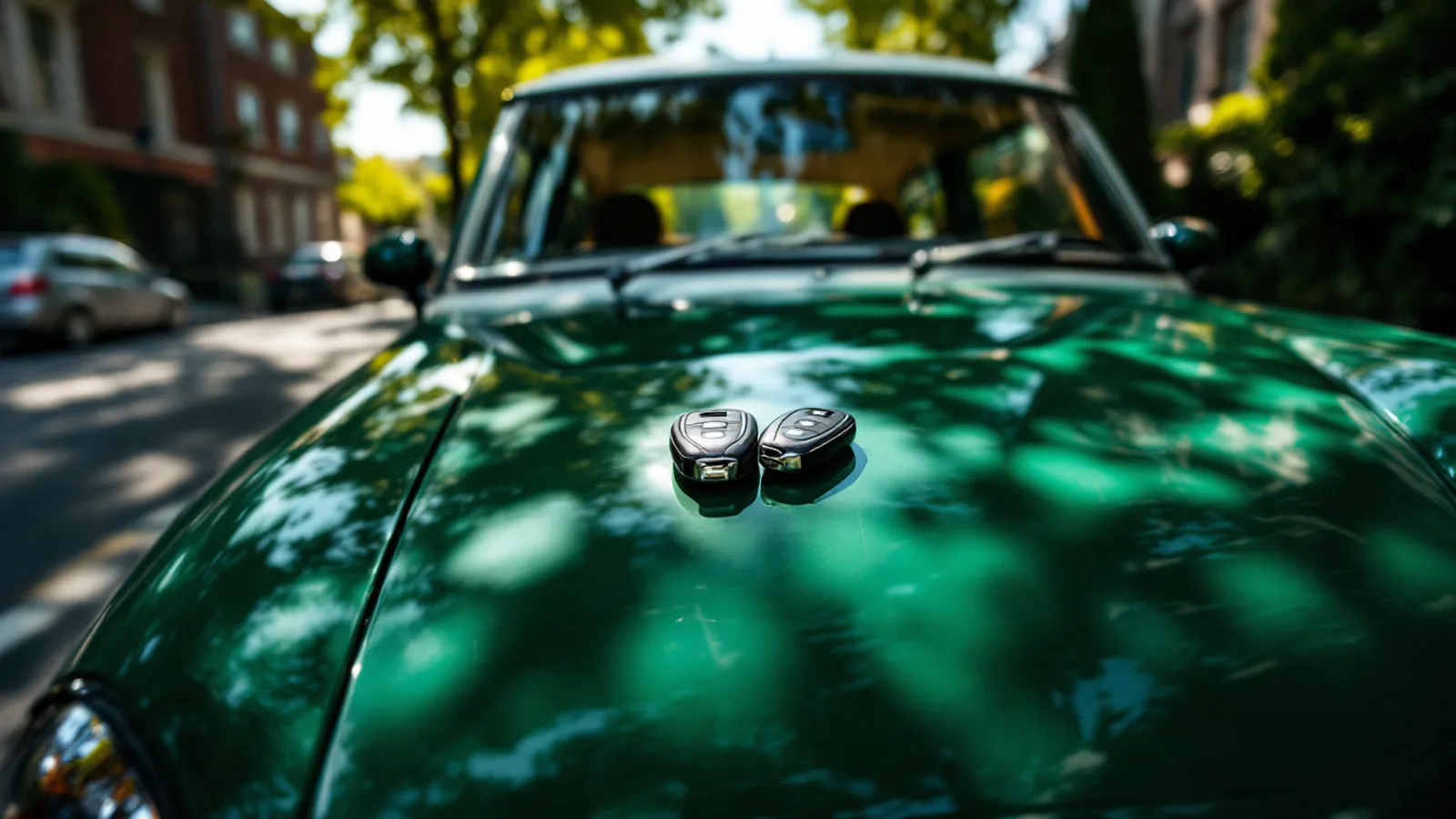 Locksmith programming a spare MINI Cooper key fob at the driver's door of a MINI in Dallas