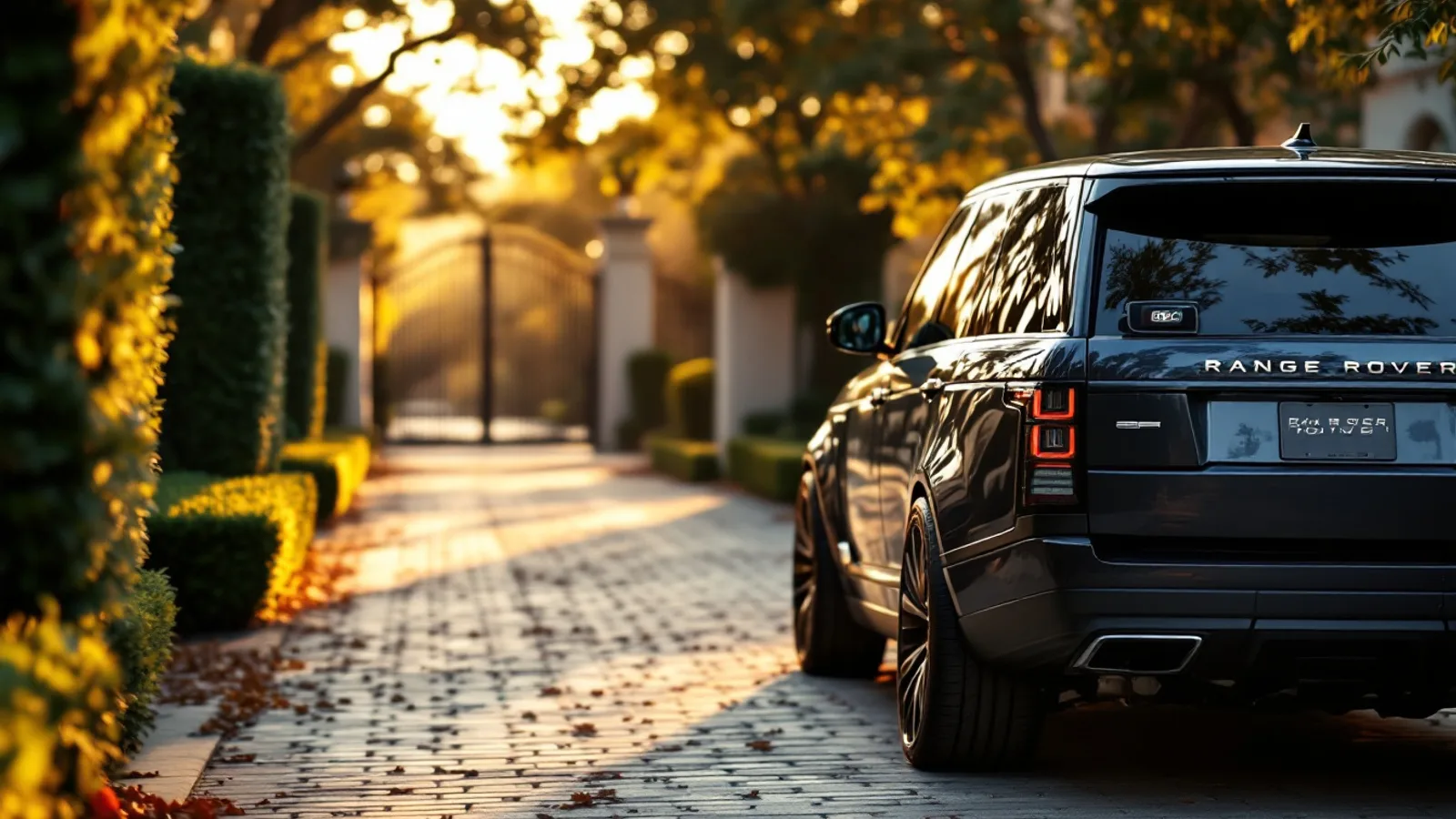 Mobile locksmith programming a Range Rover smart key at a gated Preston Hollow estate driveway