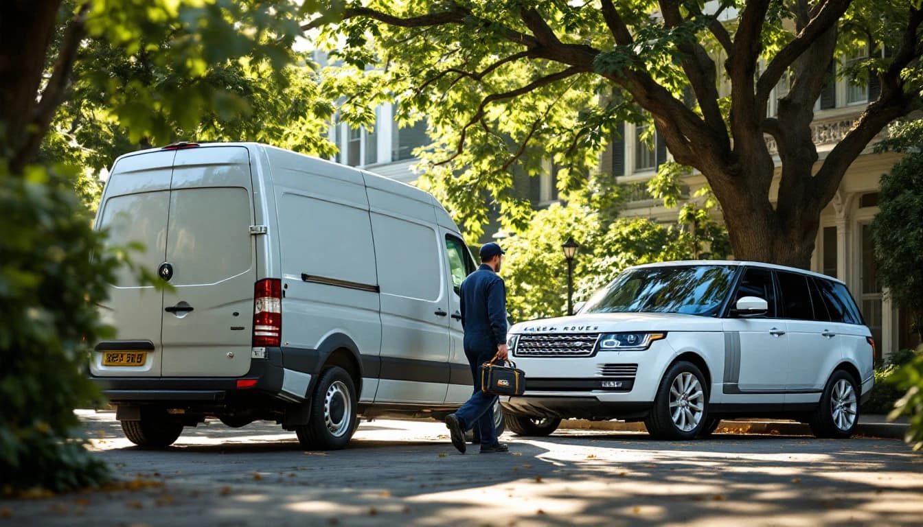 Mobile locksmith arriving to program a Range Rover key in Lakewood, Dallas