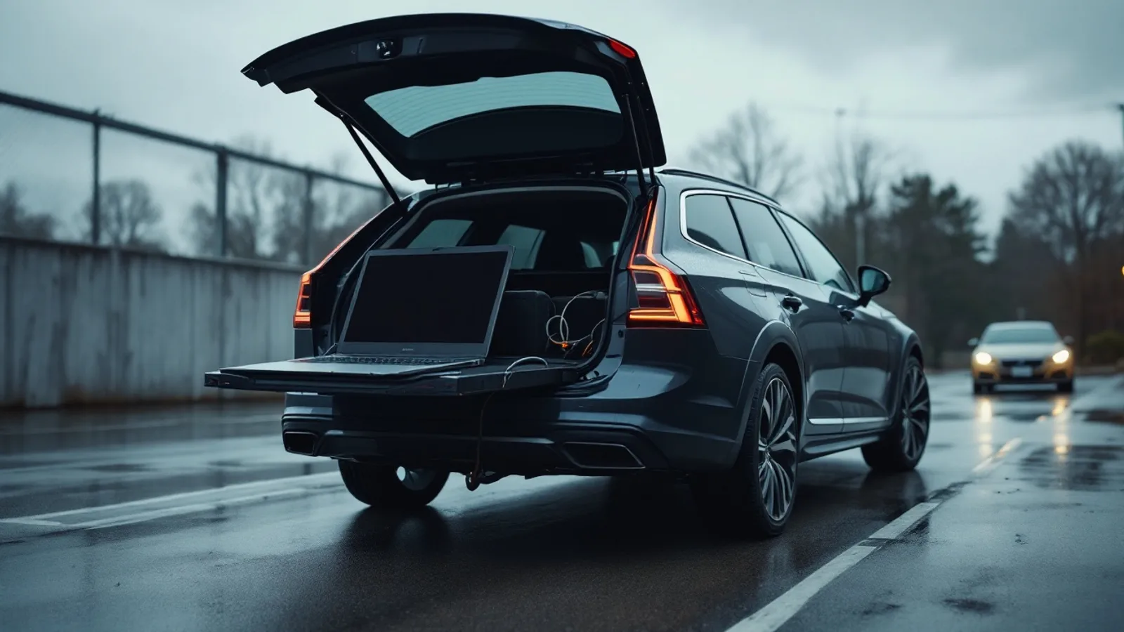 Locksmith performing all-keys-lost programming on a Volvo S60 with diagnostic equipment connected inside the cabin