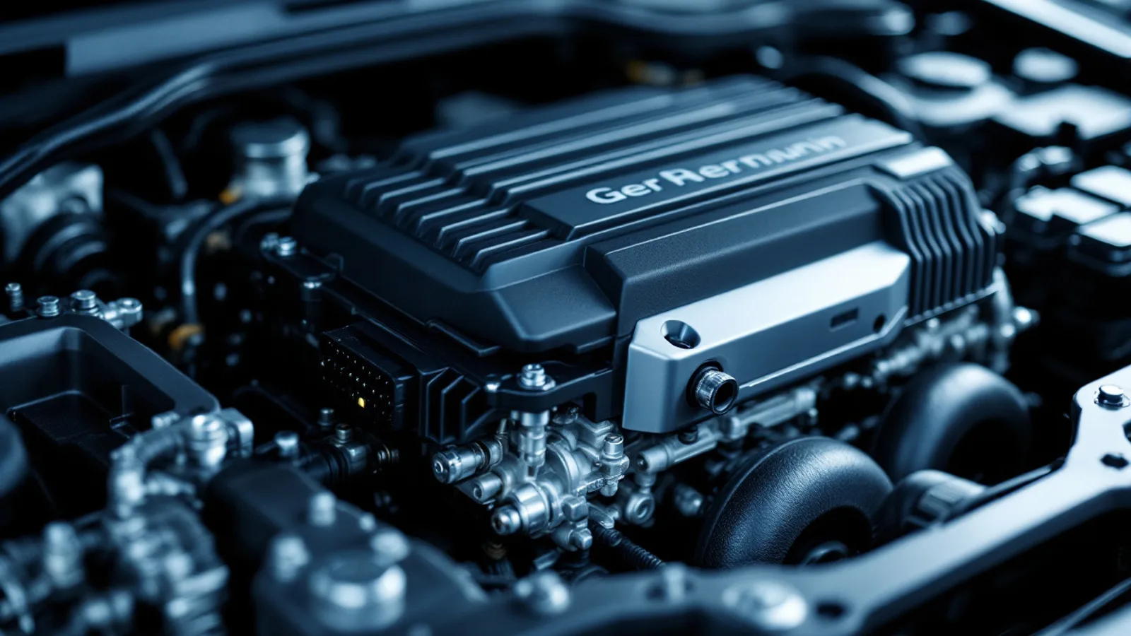 Technician programming an engine control module on a German performance sedan with a diagnostic laptop in Dallas