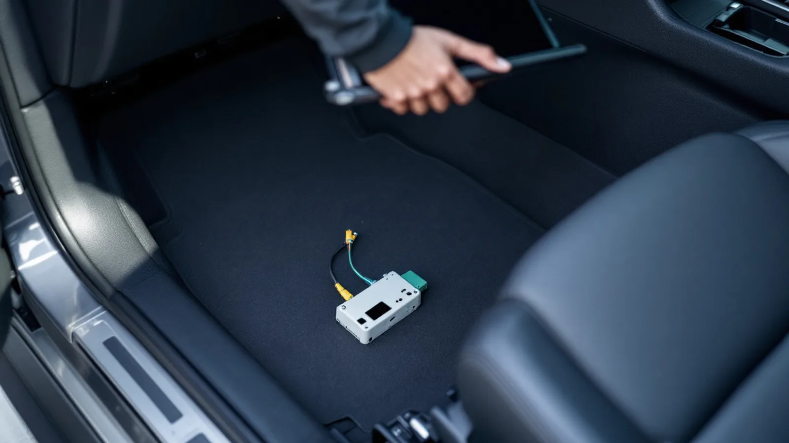 Laptop connected to the OBD port of a Honda sedan during PCM and immobilizer programming in Dallas