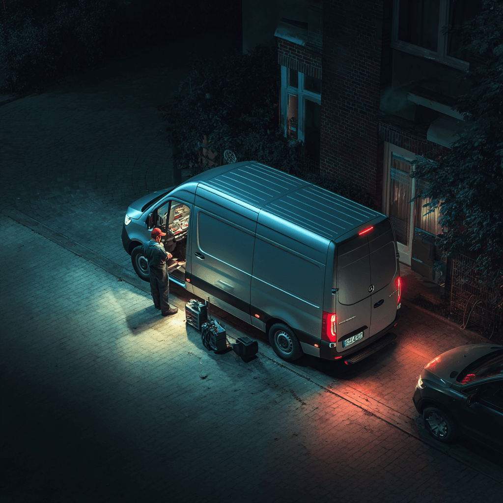 Mobile locksmith van and technician providing 24/7 emergency automotive locksmith service in Dallas TX